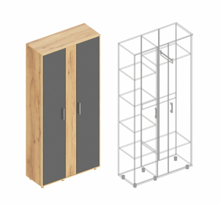 Шкаф 3-х створчатый Граф, Серый/Дуб золотистый 