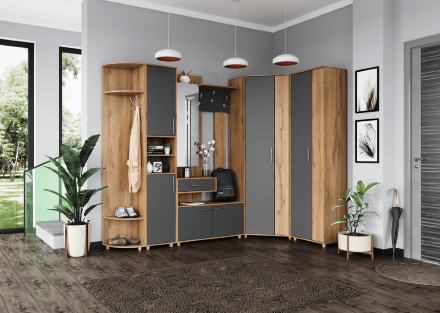 Шкаф 3-х створчатый Граф, Серый/Дуб золотистый 