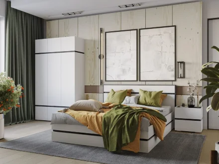 Тумба прикроватная Аркон, Белый / Бетон темный 